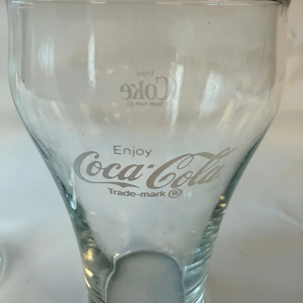 Coca-Cola Glass Set of 2 Enjoy Coke White Logo Flared Bell Tumblers 10oz